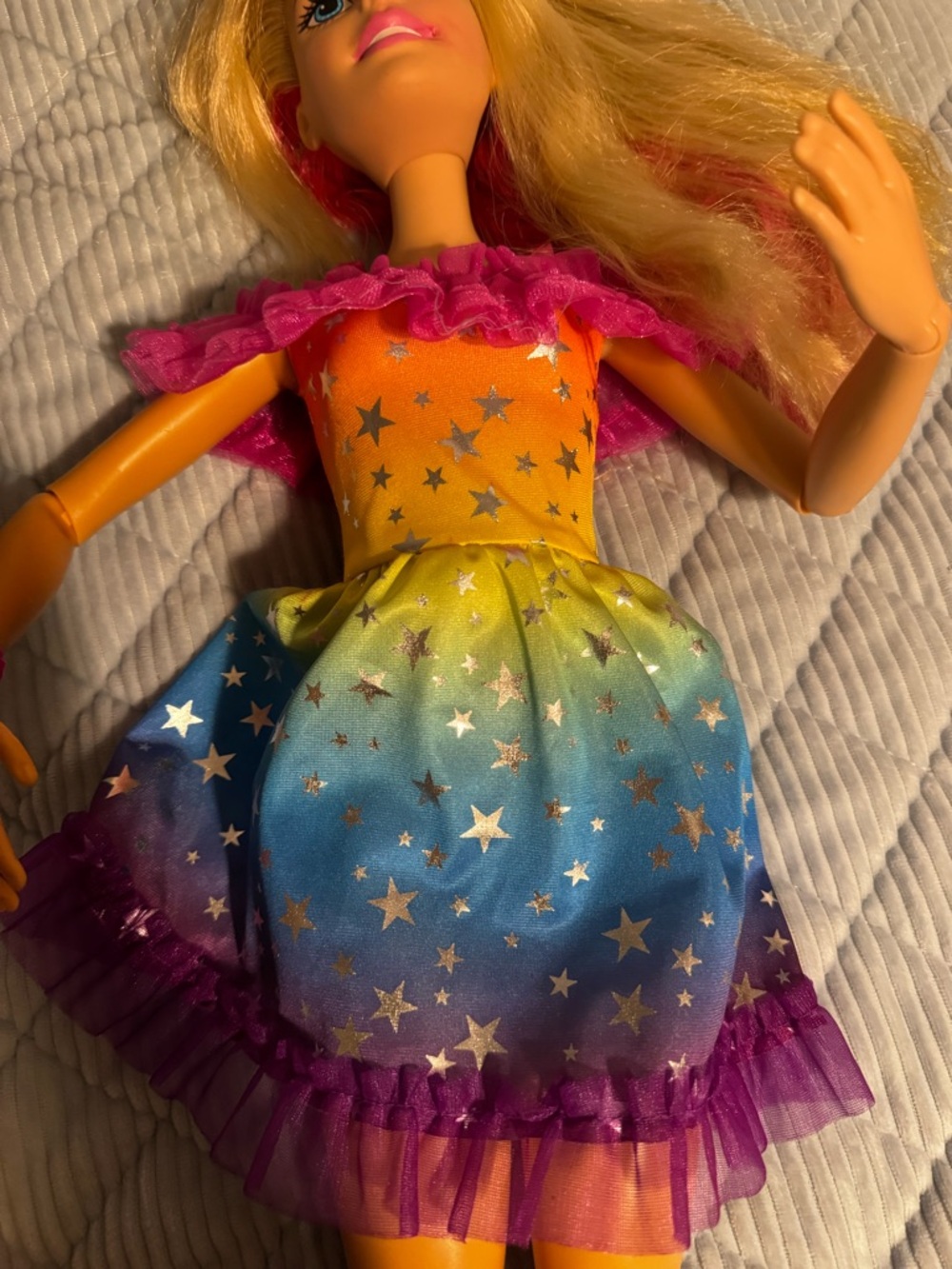 Giant Barbie Doll w/ Rainbow Dress, Large 28" Tall, 2022 Mattel, Blonde Hair HTF - Picture 6 of 14